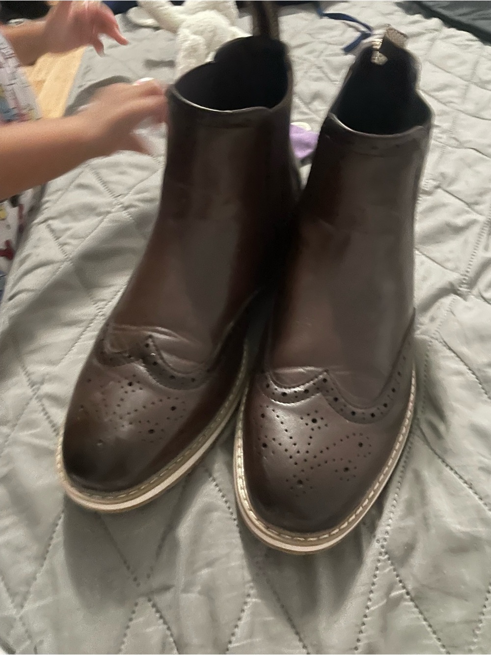 Dark Brown Wingtip Chelsea Booties